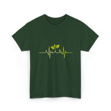 Plant Heartbeat Botany Gardener T-Shirt - Forest Green