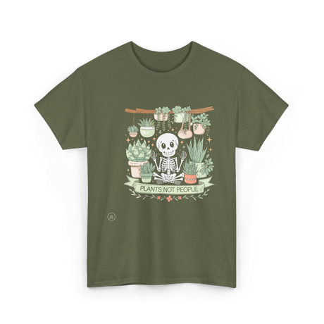 Plants Not People Skeleton Plants T-Shirt - Military Green