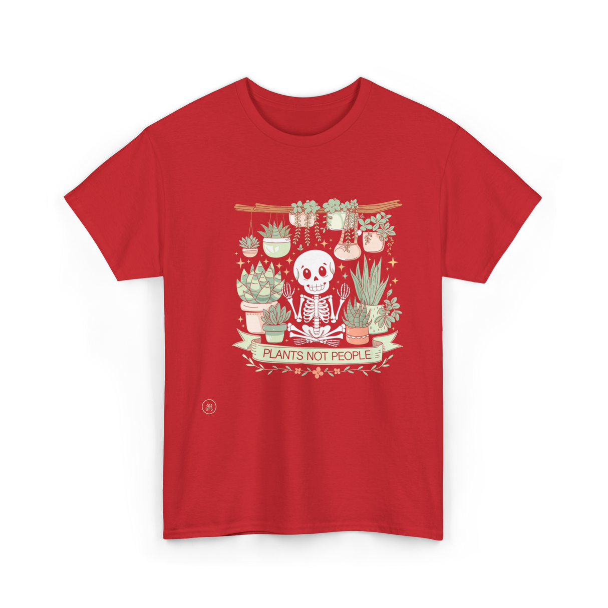 Plants Not People Skeleton Plants T-Shirt - Red