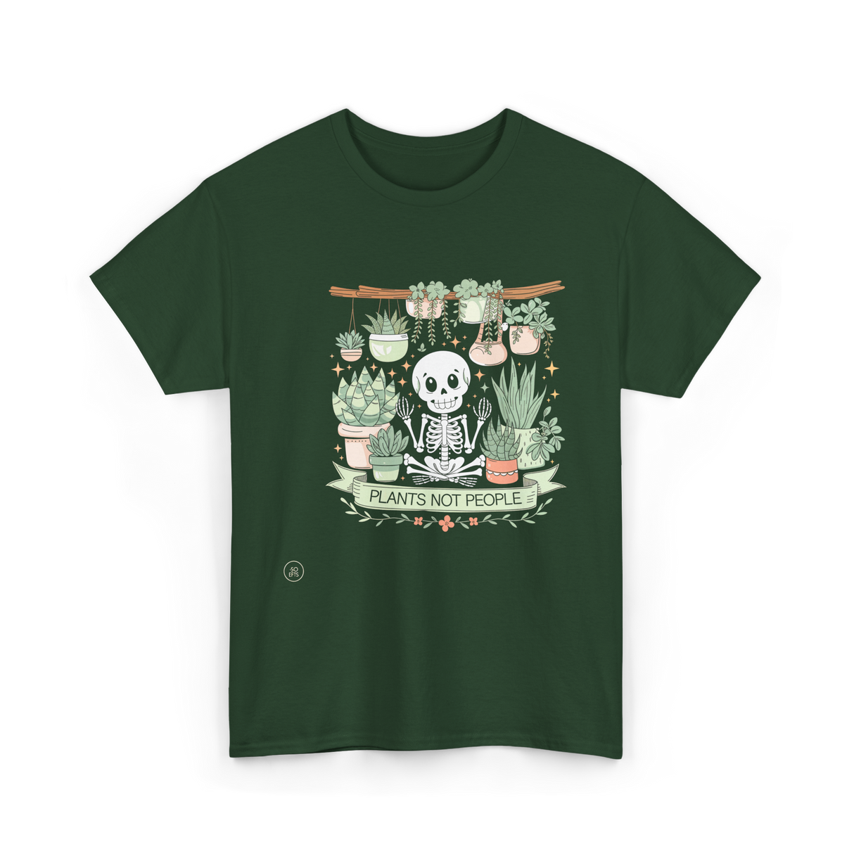 Plants Not People Skeleton Plants T-Shirt - Forest Green