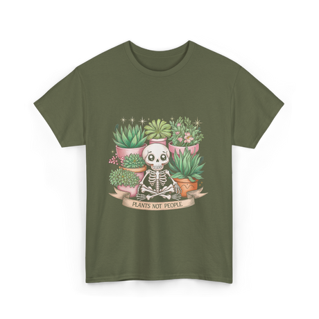 Plants Not People Skeleton T-Shirt - Military Green