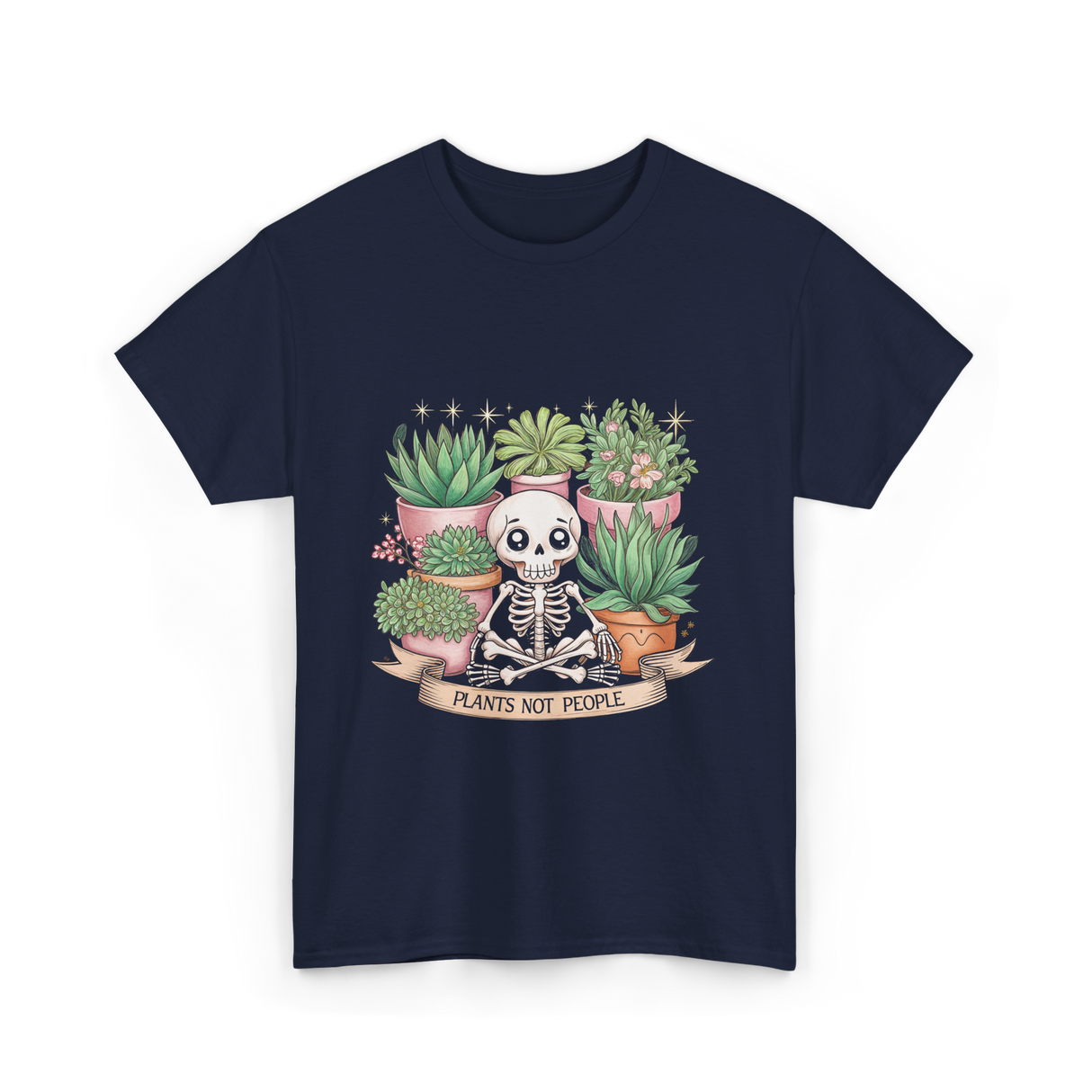 Plants Not People Skeleton T-Shirt - Navy