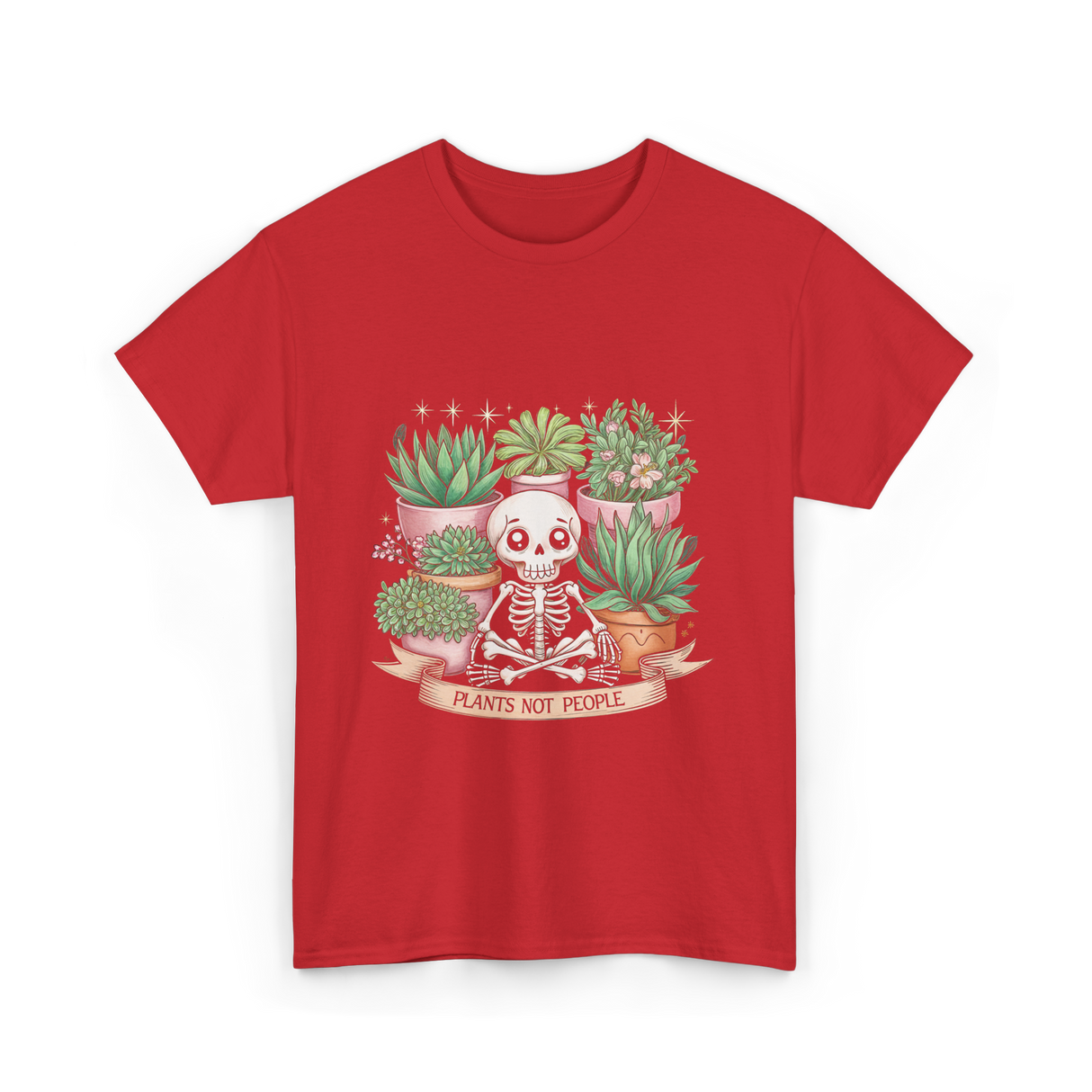 Plants Not People Skeleton T-Shirt - Red