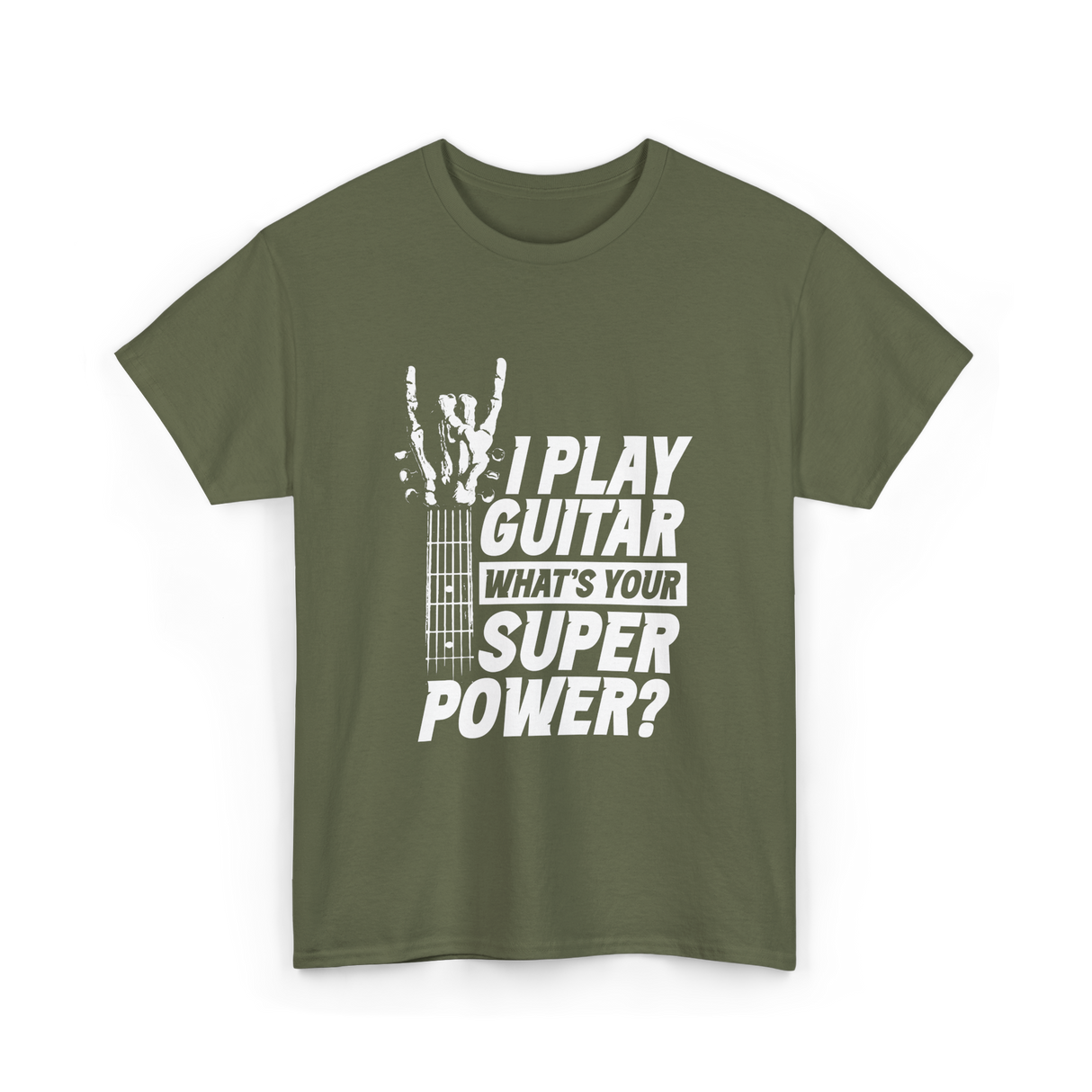 Play Guitar Superpower Guitarist T-Shirt - Military Green