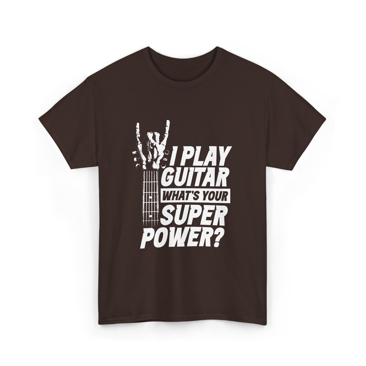 Play Guitar Superpower Guitarist T-Shirt - Dark Chocolate