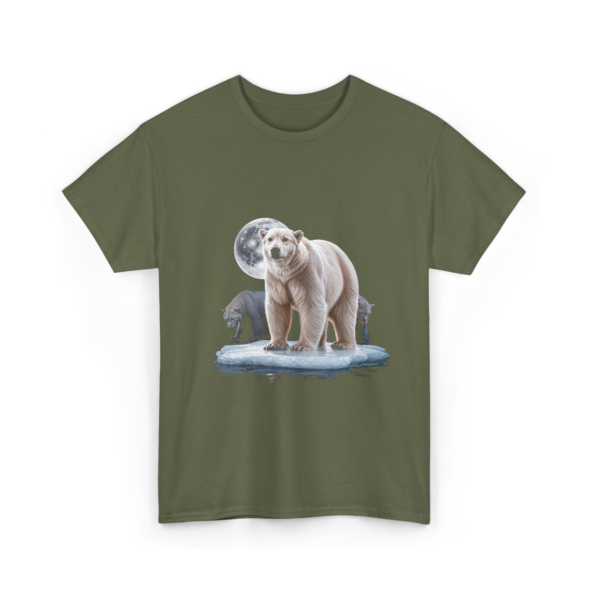 Polar Bears Wildlife Animal Lover T-Shirt - Military Green