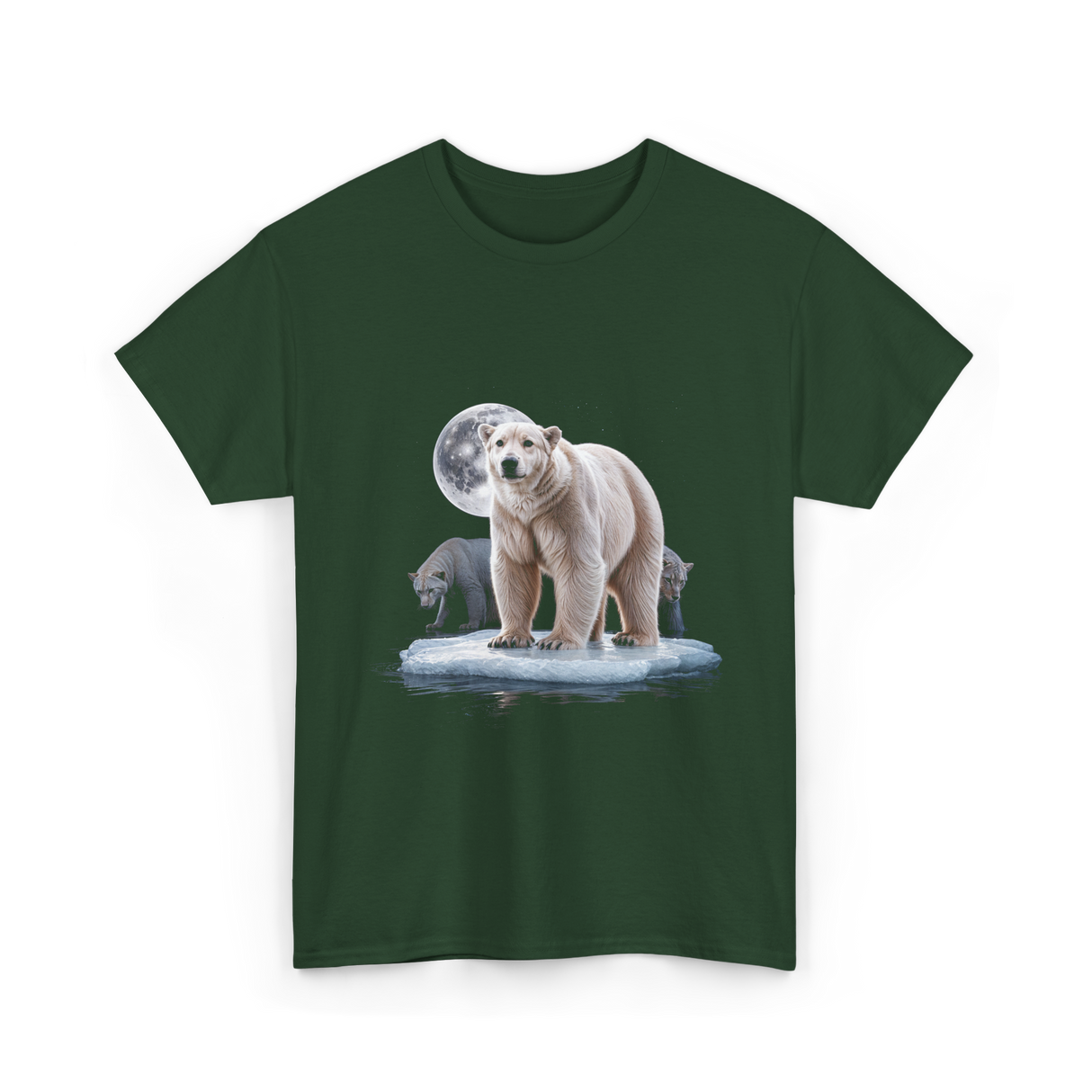 Polar Bears Wildlife Animal Lover T-Shirt - Forest Green