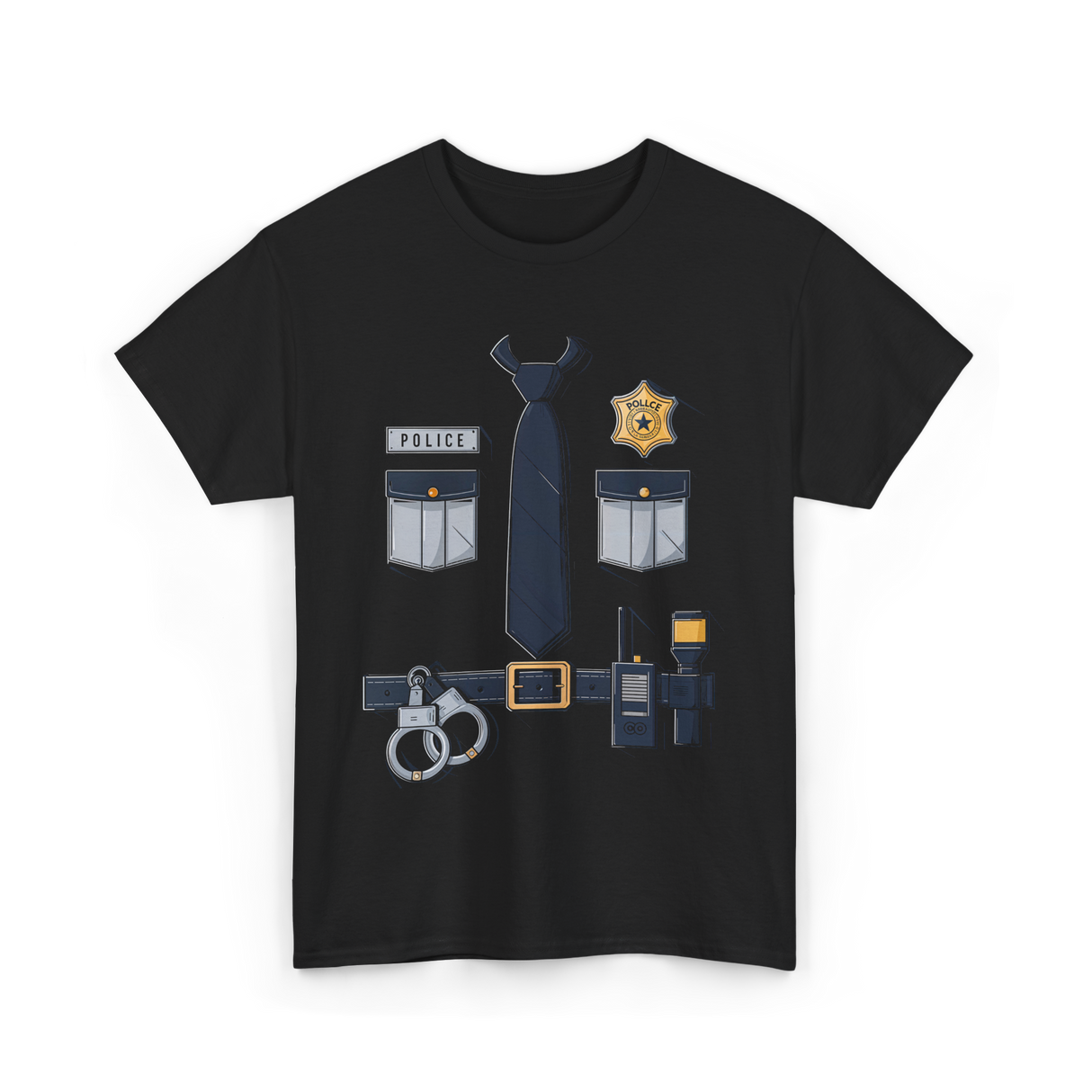 Police Badge Costume Police Gear T-Shirt - Black