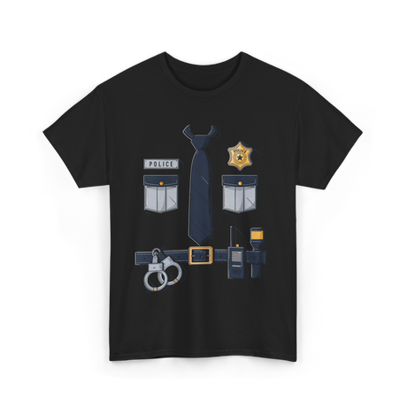 Police Badge Costume Police Gear T-Shirt - Black