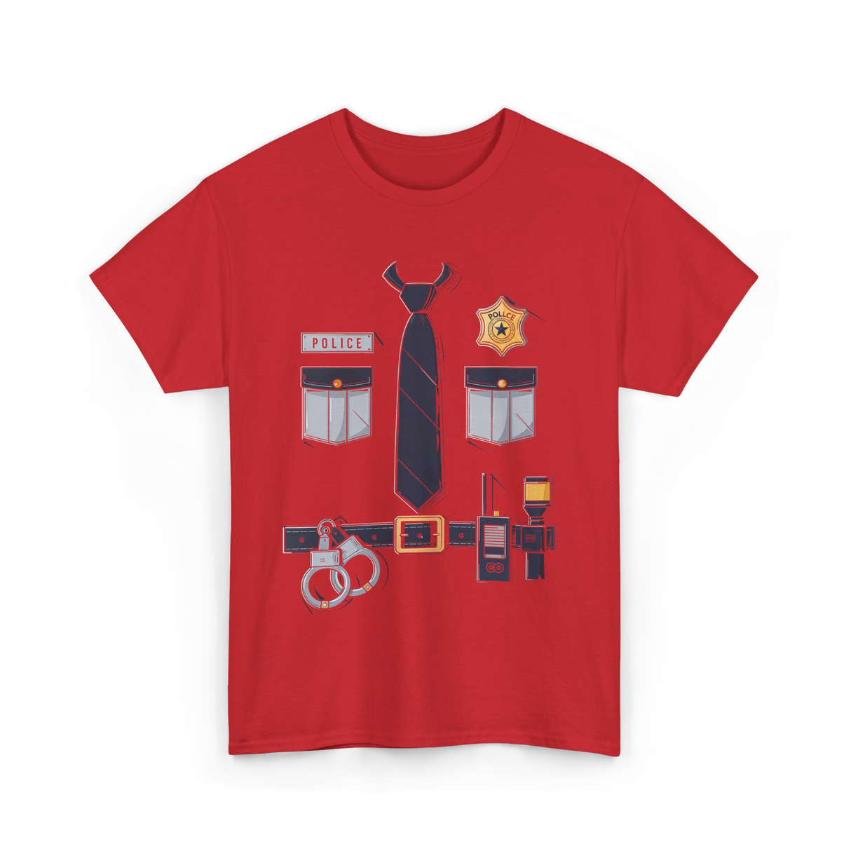 Police Badge Costume Police Gear T-Shirt - Red