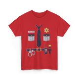 Police Badge Costume Police Gear T-Shirt - Red