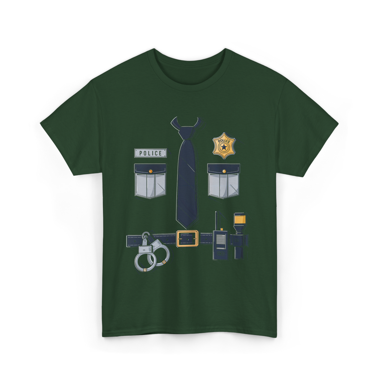 Police Badge Costume Police Gear T-Shirt - Forest Green