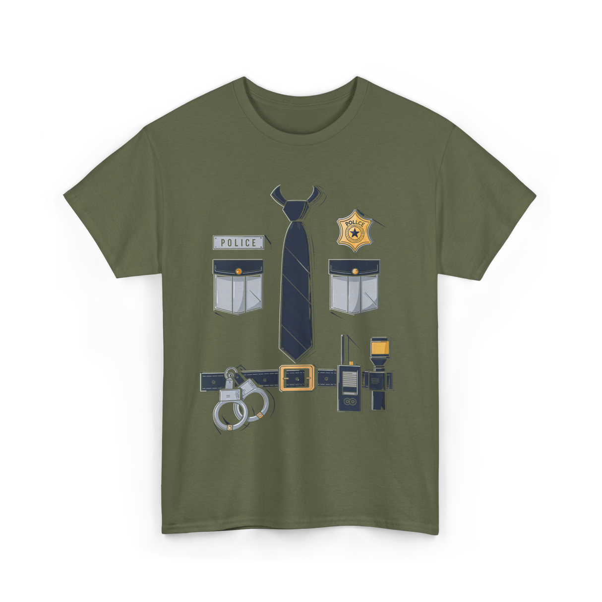 Police Badge Costume Police Gear T-Shirt - Military Green