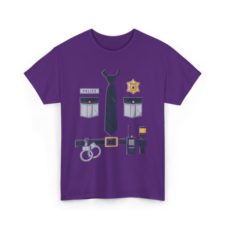 Police Badge Costume Police Gear T-Shirt - Purple