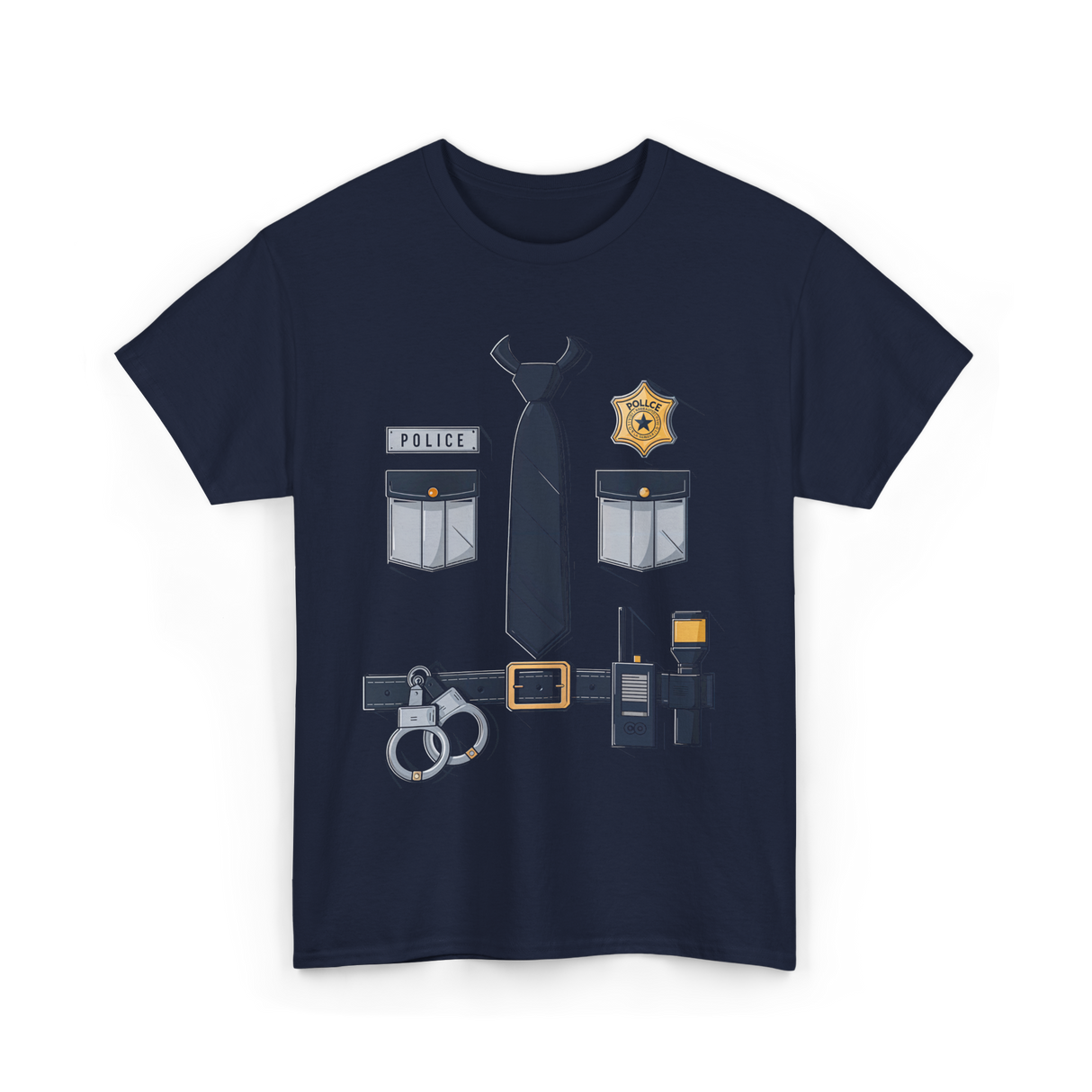 Police Badge Costume Police Gear T-Shirt - Navy