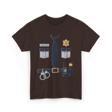 Police Badge Costume Police Gear T-Shirt - Dark Chocolate