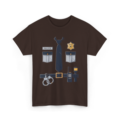 Police Badge Costume Police Gear T-Shirt - Dark Chocolate