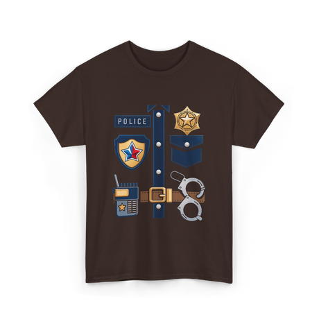 Police Badge Police Law Enforcement T-Shirt - Dark Chocolate