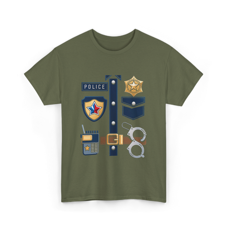 Police Badge Police Law Enforcement T-Shirt - Military Green