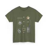 Police Badge Police Officer Law Enforcement T-Shirt - Military Green