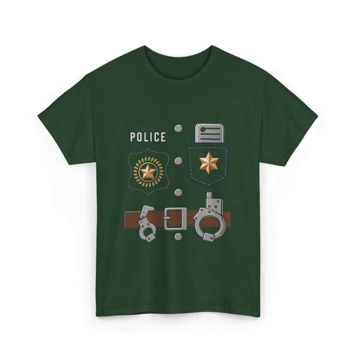 Police Badge Police Officer T-Shirt - Forest Green