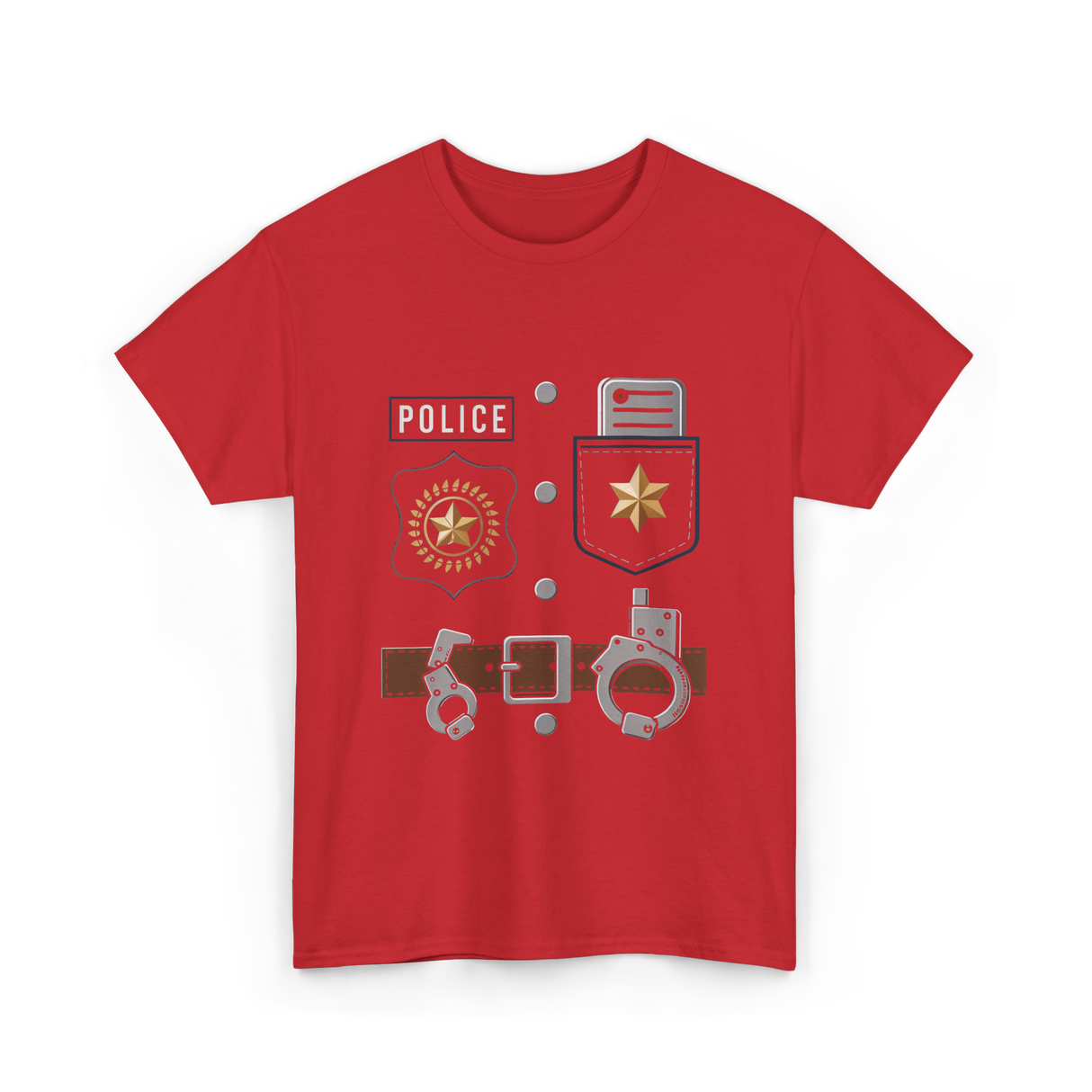 Police Badge Police Officer T-Shirt - Red