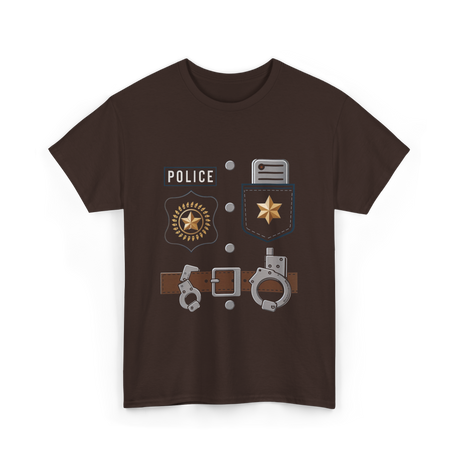 Police Badge Police Officer T-Shirt - Dark Chocolate