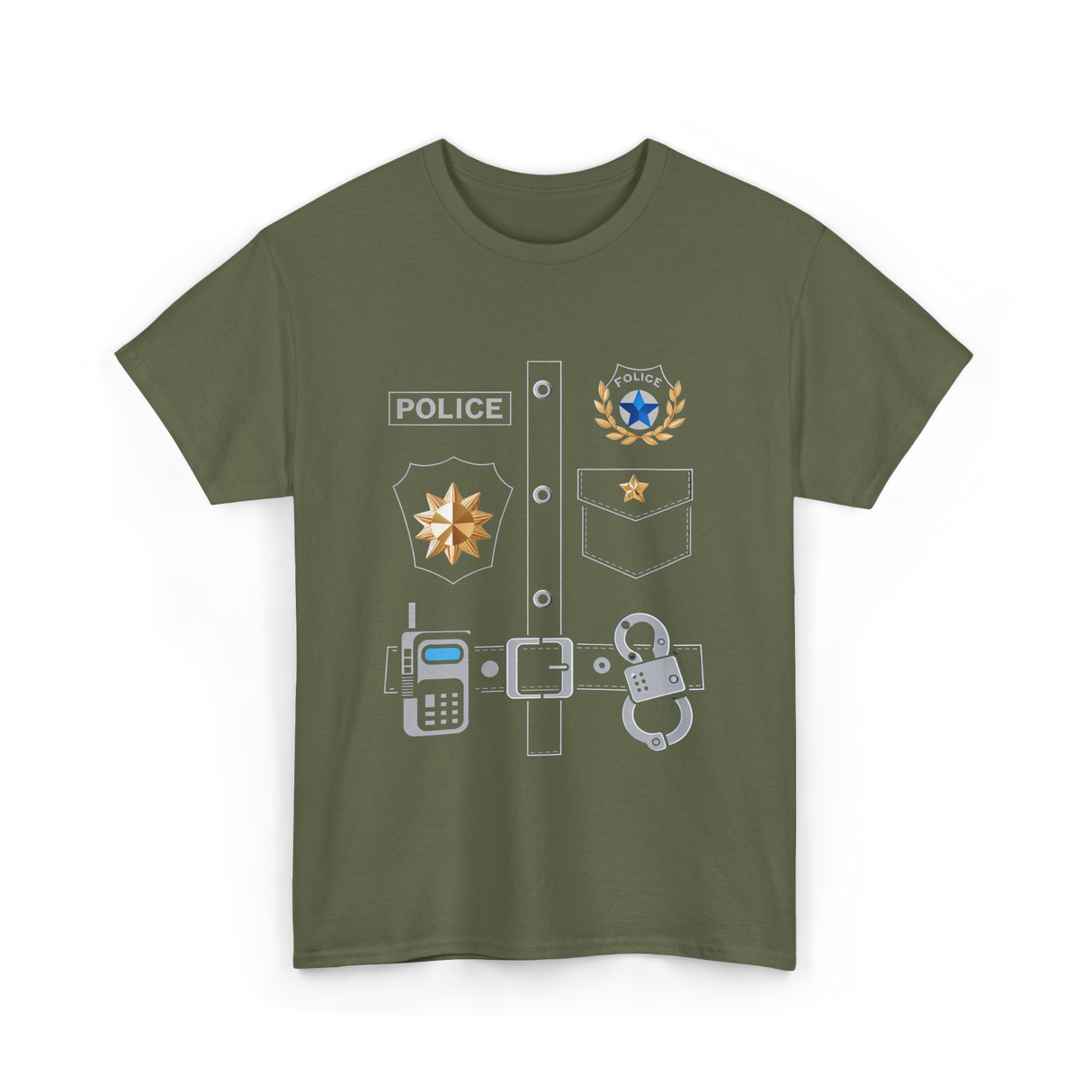 Police Badge Police Officer T-Shirt - Military Green