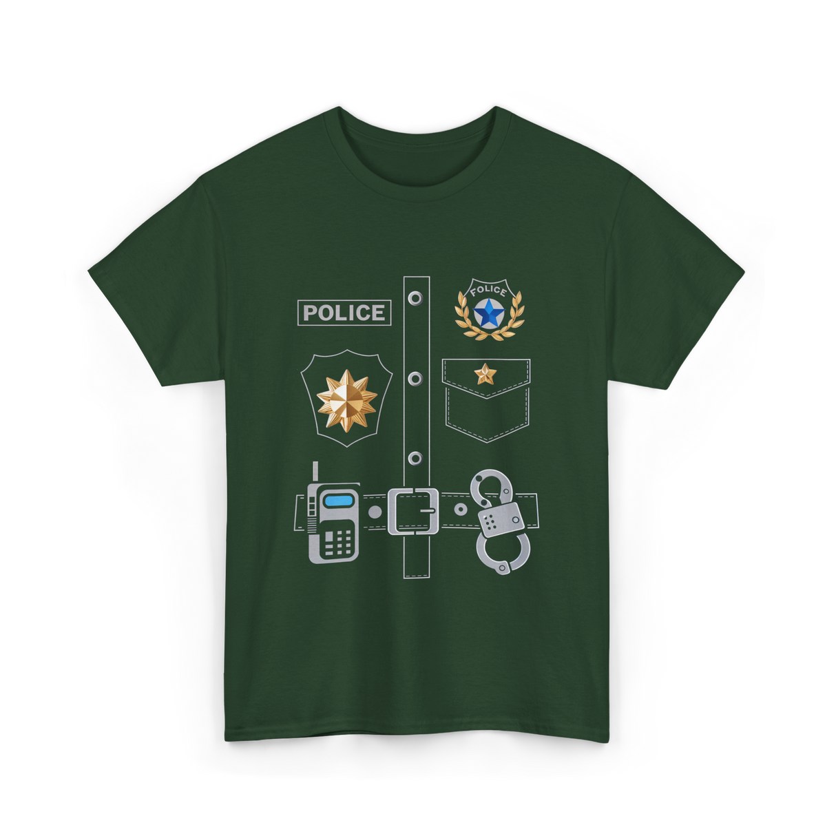 Police Badge Police Officer T-Shirt - Forest Green