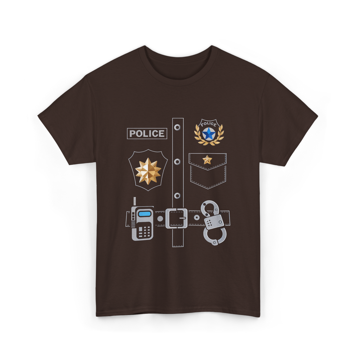 Police Badge Police Officer T-Shirt - Dark Chocolate