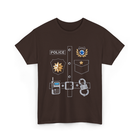 Police Badge Police Officer T-Shirt - Dark Chocolate