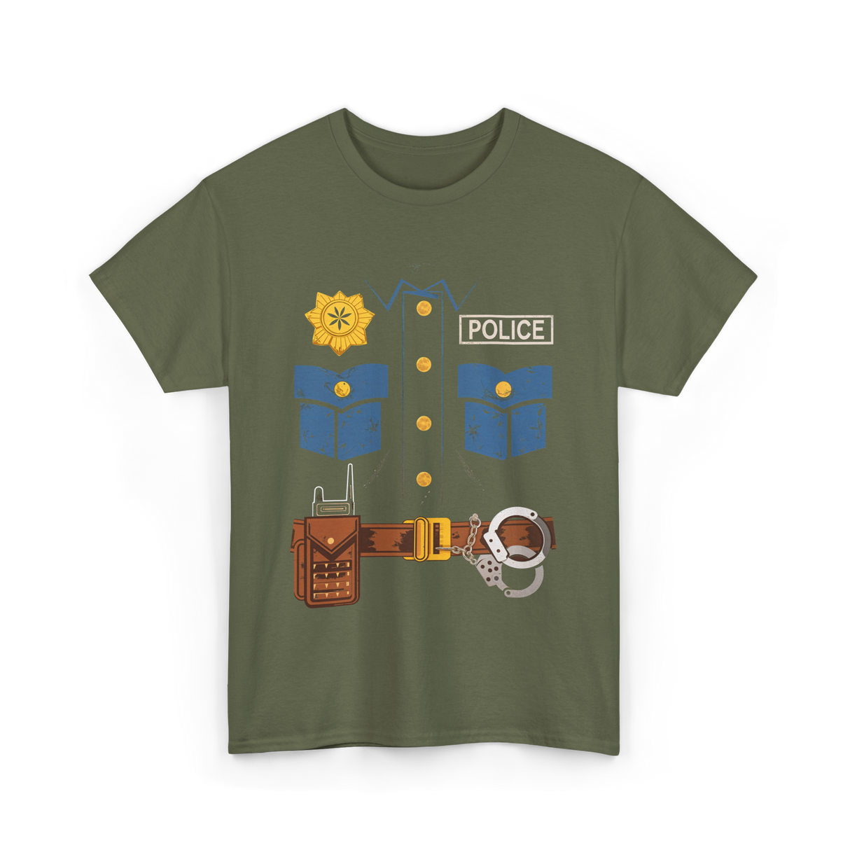 Police Costume Law Enforcement Police T-Shirt - Military Green