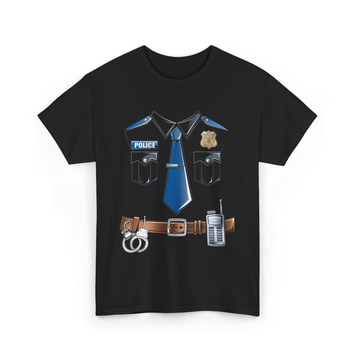 Police Costume Officer Costume T-Shirt - Black