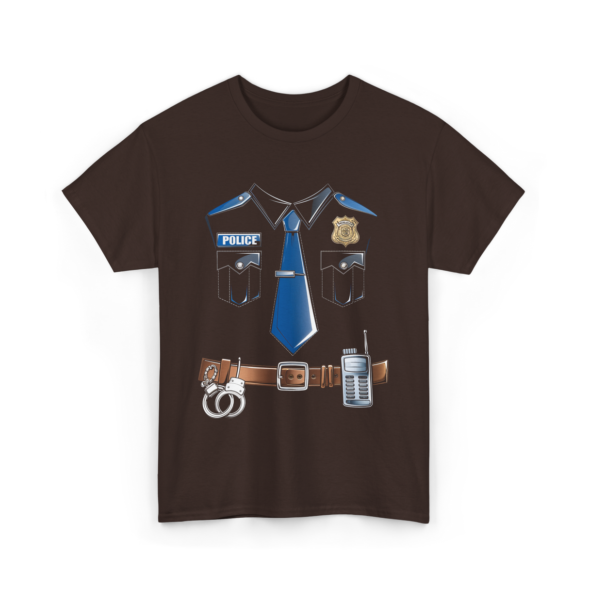 Police Costume Officer Costume T-Shirt - Dark Chocolate