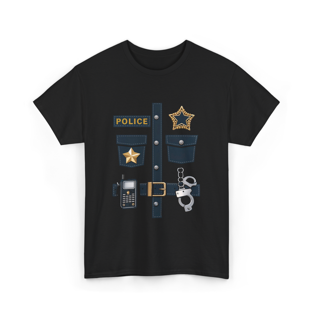 Police Costume Police Badge T-Shirt - Black