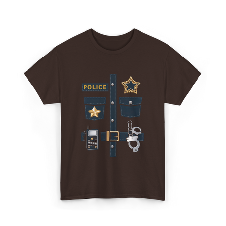 Police Costume Police Badge T-Shirt - Dark Chocolate