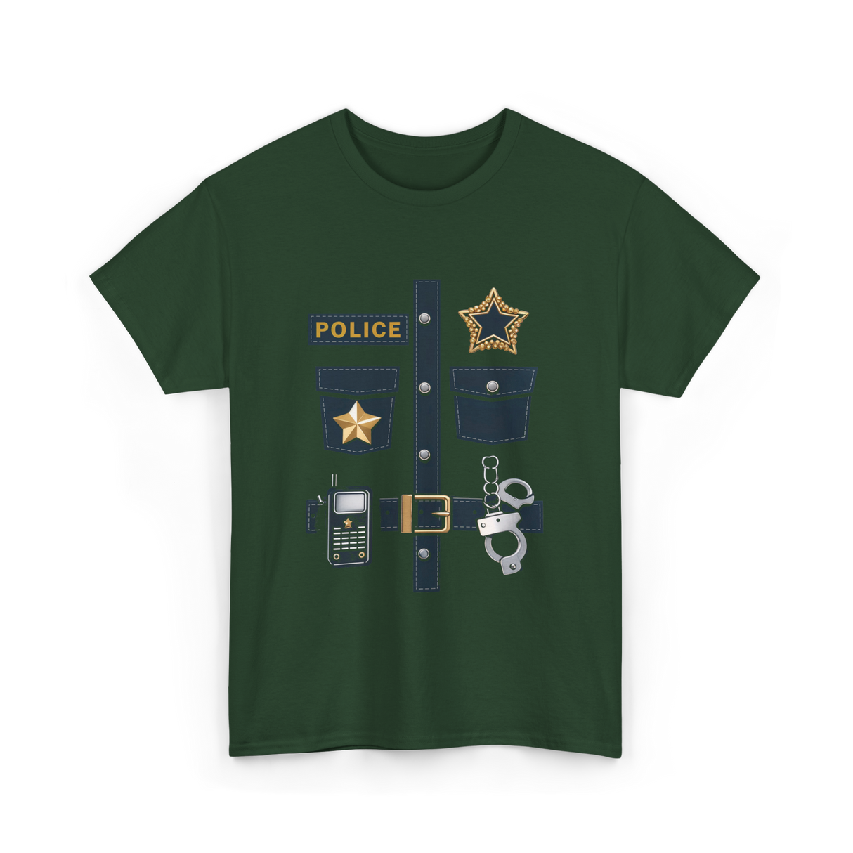 Police Costume Police Badge T-Shirt - Forest Green