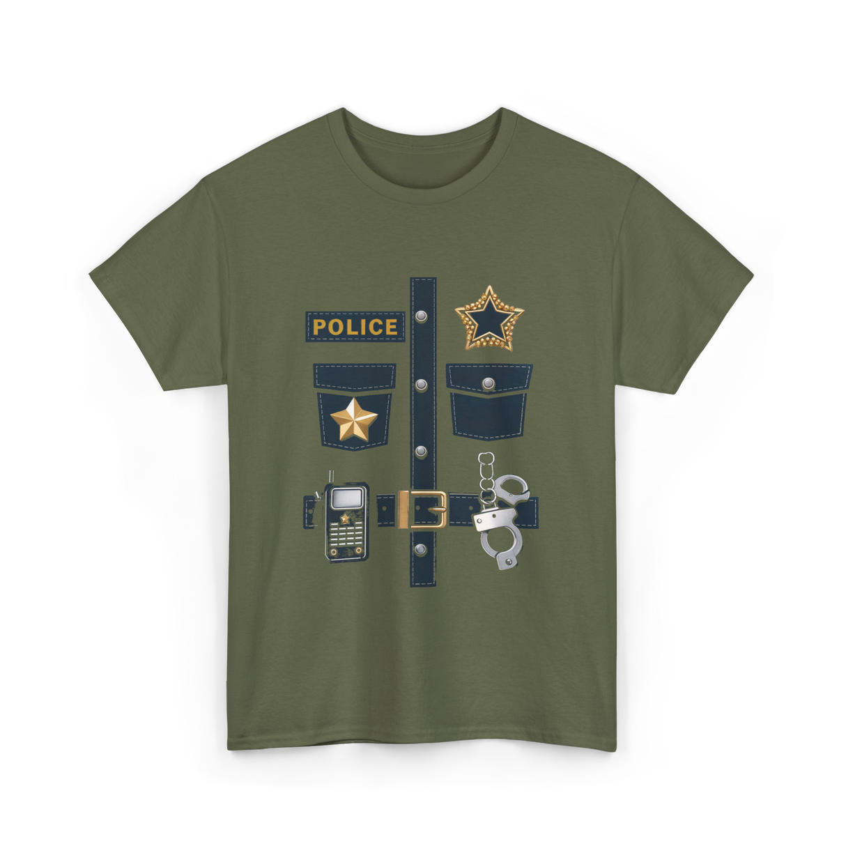 Police Costume Police Badge T-Shirt - Military Green