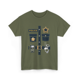 Police Costume Police Badge T-Shirt - Military Green