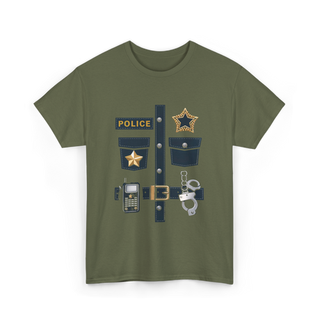 Police Costume Police Badge T-Shirt - Military Green