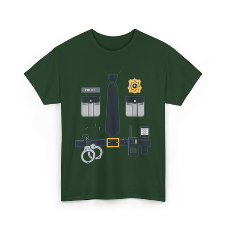 Police Costume Police Officer Accessories T-Shirt - Forest Green