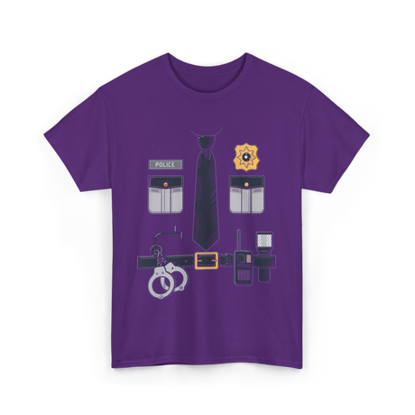 Police Costume Police Officer Accessories T-Shirt - Purple