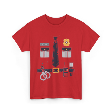 Police Costume Police Officer Accessories T-Shirt - Red