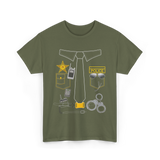 Police Costume Police Officer Design T-Shirt - Military Green