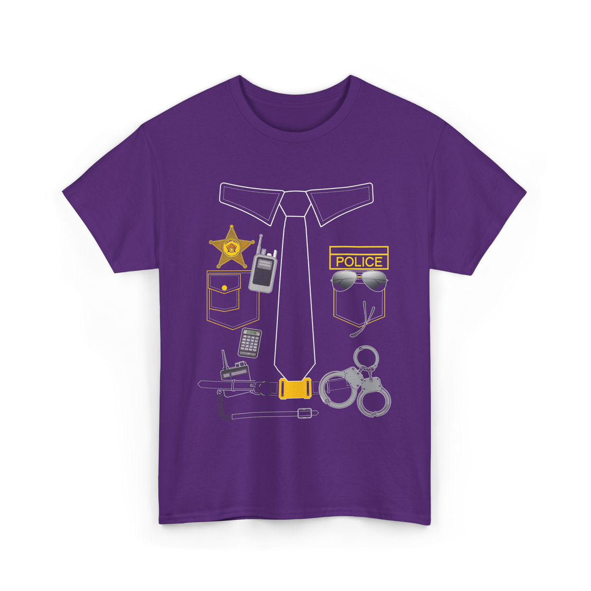 Police Costume Police Officer Design T-Shirt - Purple