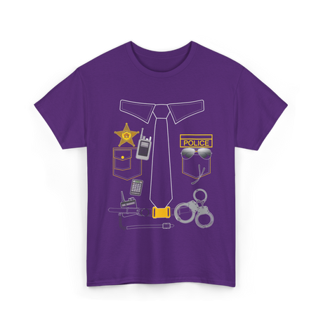 Police Costume Police Officer Design T-Shirt - Purple