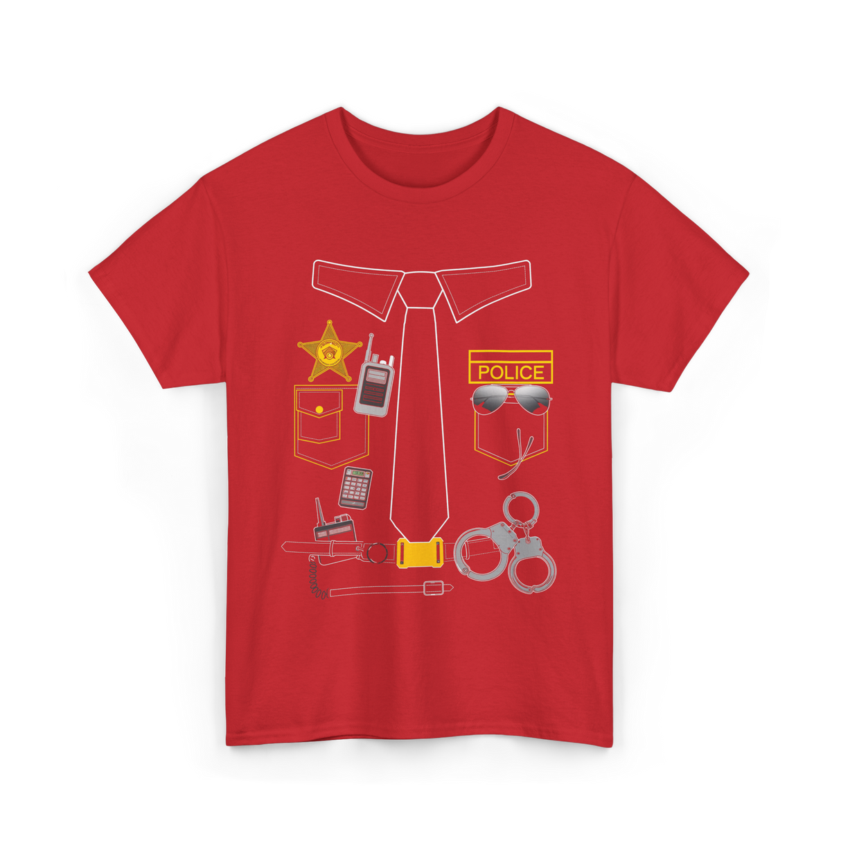 Police Costume Police Officer Design T-Shirt - Red