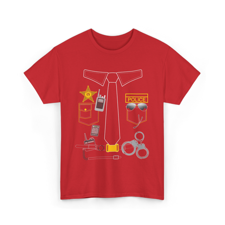 Police Costume Police Officer Design T-Shirt - Red