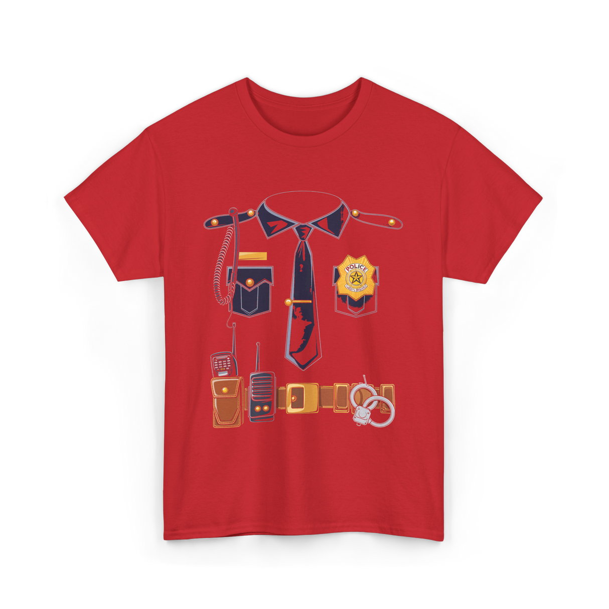 Police Costume Police Officer Kids Men T-Shirt - Red