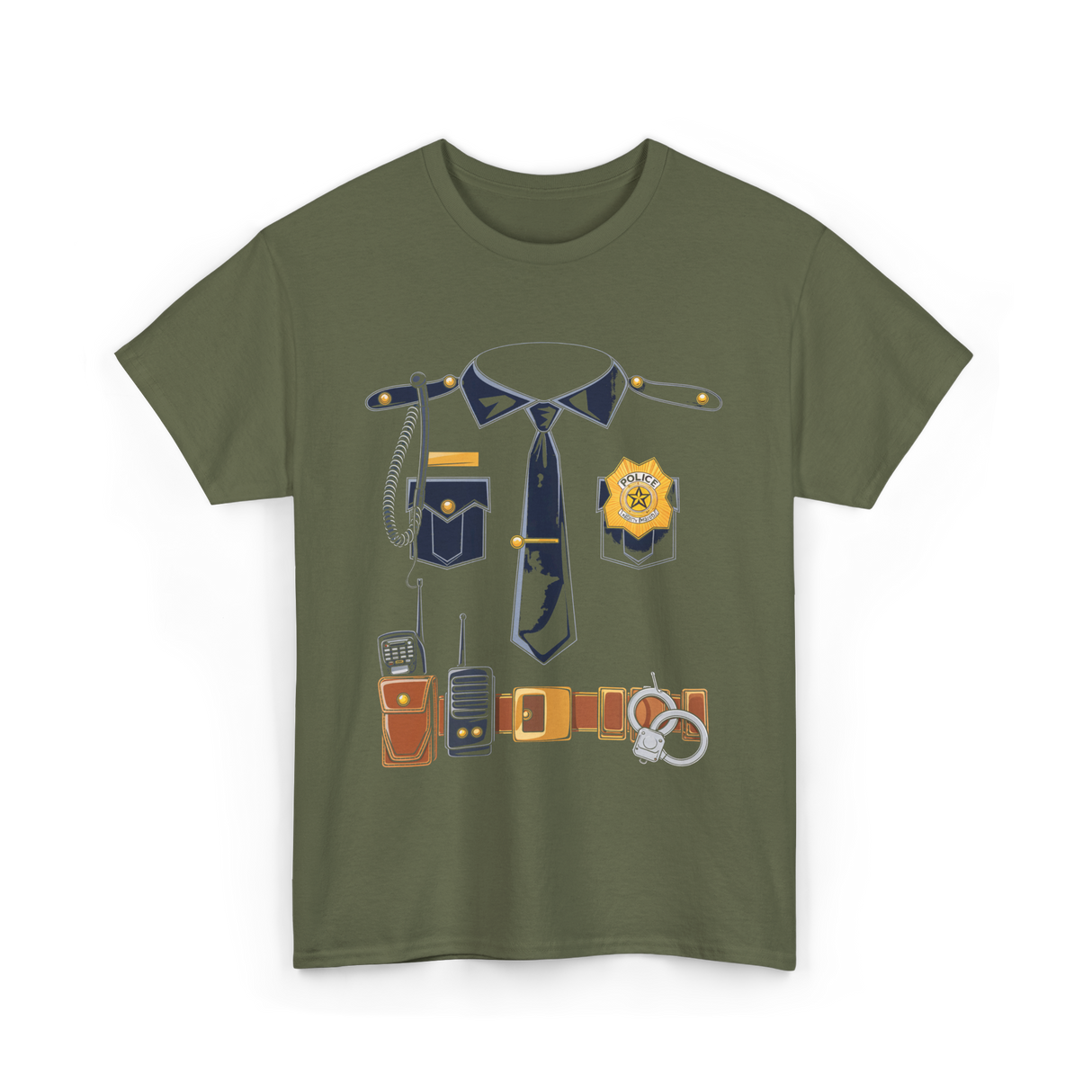 Police Costume Police Officer Kids Men T-Shirt - Military Green